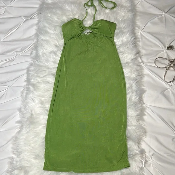 Derek Heart | Dresses | Derek Heart Bright Green Spandex Cutout Halter Dress  Size Medium New With Tags | Poshmark